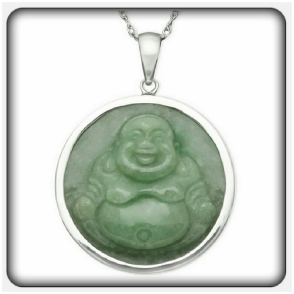 NWOT Genuine Green Jade & Sterling Buddha Pendant - Picture 5 of 6